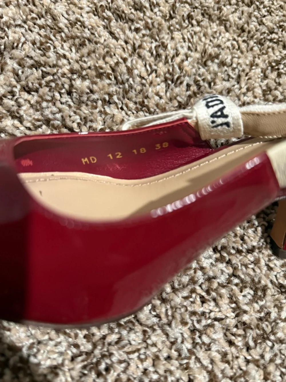 Christian Dior Red Patent Pointed Slingback Heels. - Picture 4 of 5